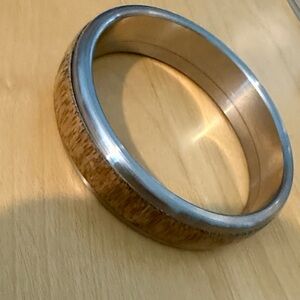 Silver and Brown Bangle Bracelet